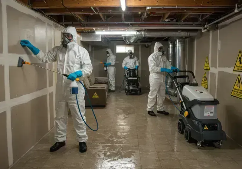 Basement Moisture Removal and Structural Drying process in Olivarez, TX